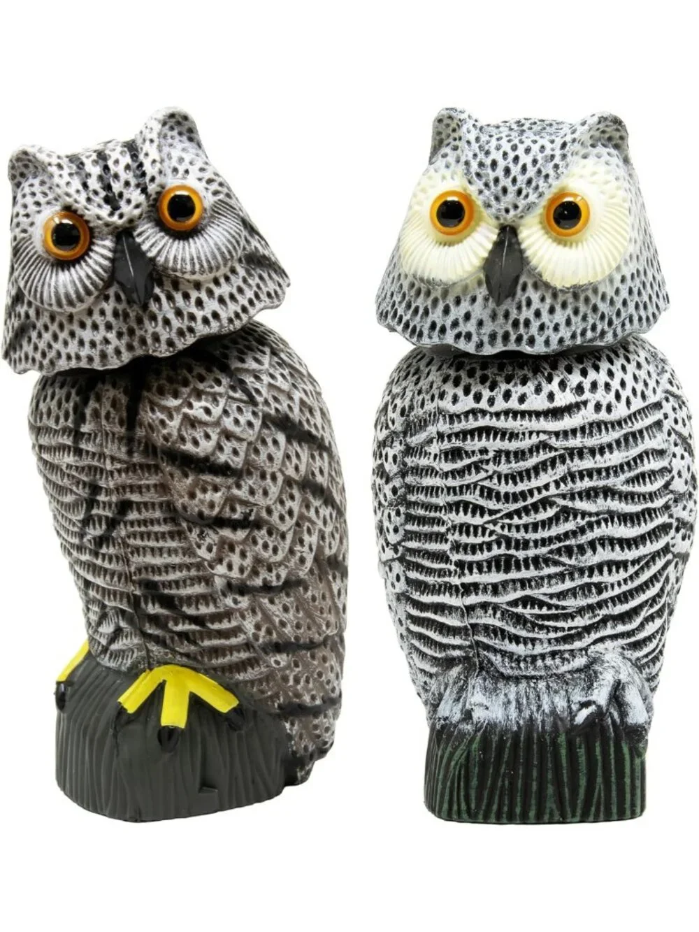 Realistic Owl Decoy Scarecrow - 2 Pack Rotating Head Bird Repellent Garden Decor